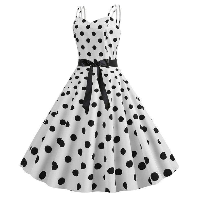 Vintage Rockabilly Klänning Vita Prickar