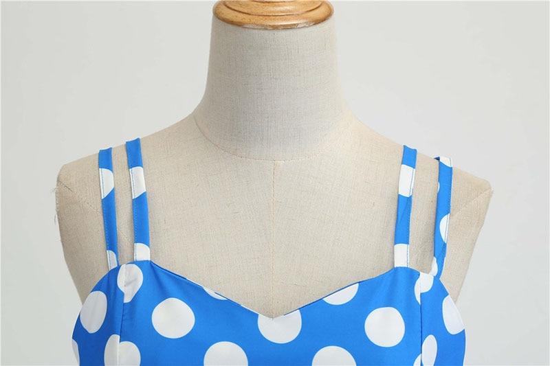 Vintage Rockabilly Klänning Blå Polka Dots