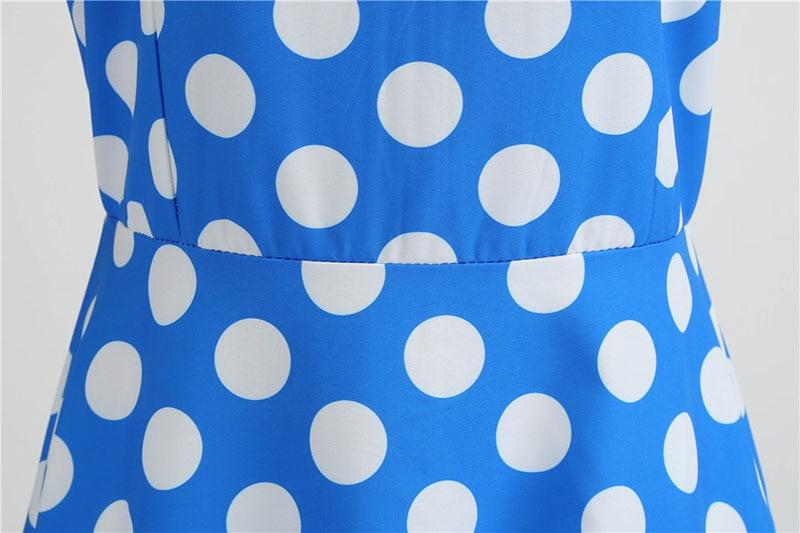 Vintage Rockabilly Klänning Blå Polka Dots