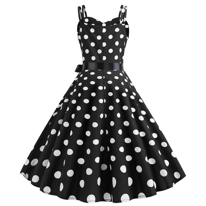 Vintage Rockabilly Klänning Svart Vit Polka Dots
