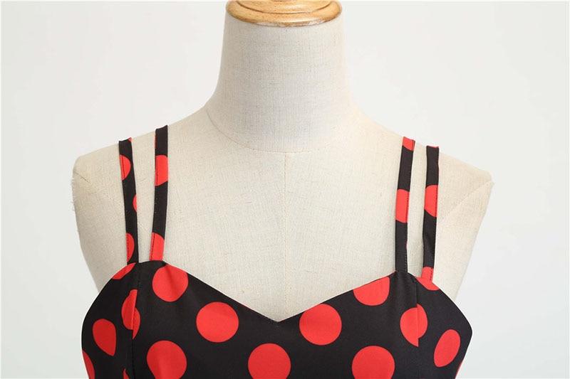 Vintage Rockabilly Klänning Svart Röda Polka Dots