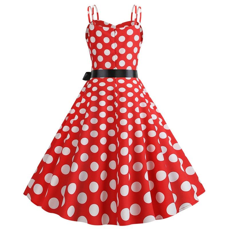 Vintage Rockabilly Klänning Röd Vit Polka Dots