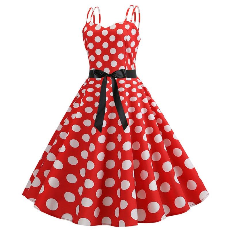 Vintage Rockabilly Klänning Röd Vit Polka Dots