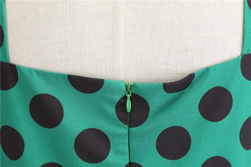 Vintage Rockabilly Klänning Polka Dot Green