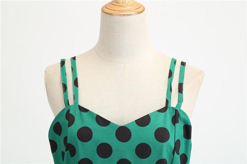 Vintage Rockabilly Klänning Polka Dot Green