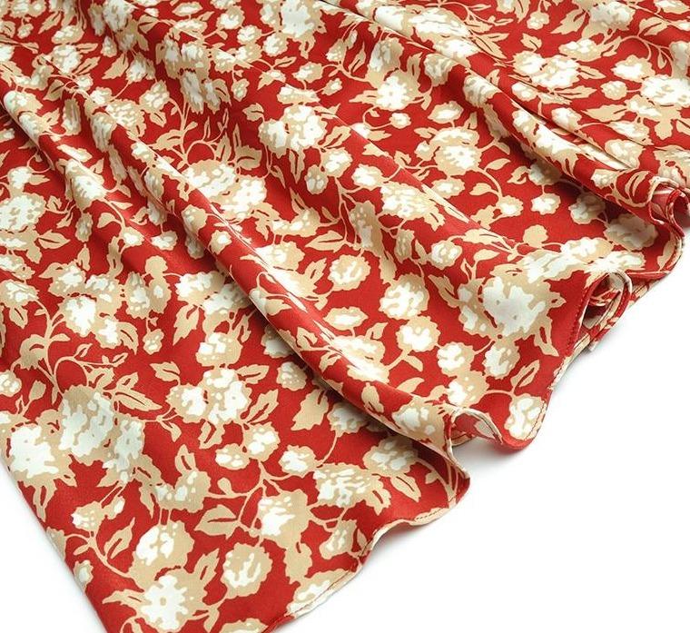Vintage 40-Tals Blommig Klänning Röd