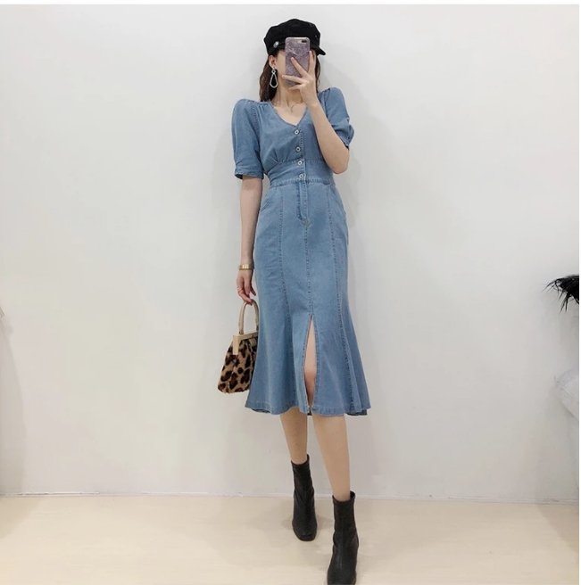 Vintage 40-Tals Outfitklänning Blå