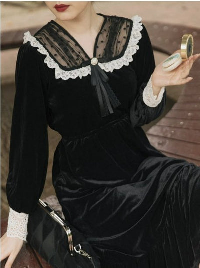 Vintage 40-Tal Outfit Klänning Svart
