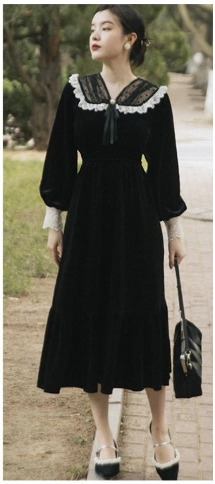 Vintage 40-Tal Outfit Klänning Svart